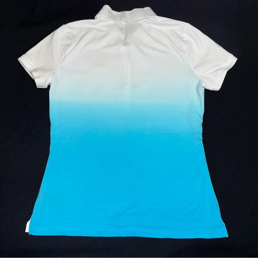 Lauren Ralph Lauren Polo style golf Shirt ladies S turquoise and white ombré - Picture 5 of 7
